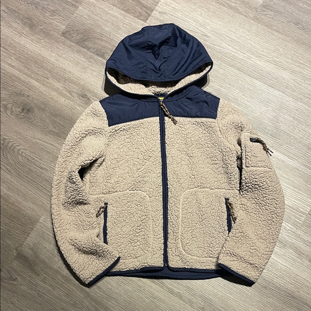 Prince & Fox Navy and Tan Faux Sherpa Jacket size medium